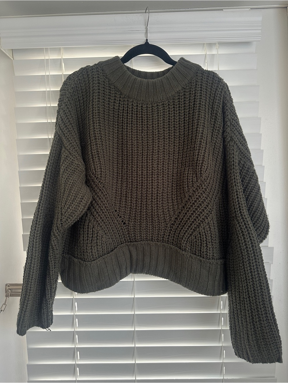 Moon & Madison Cable Knit Sweater- Grey/green